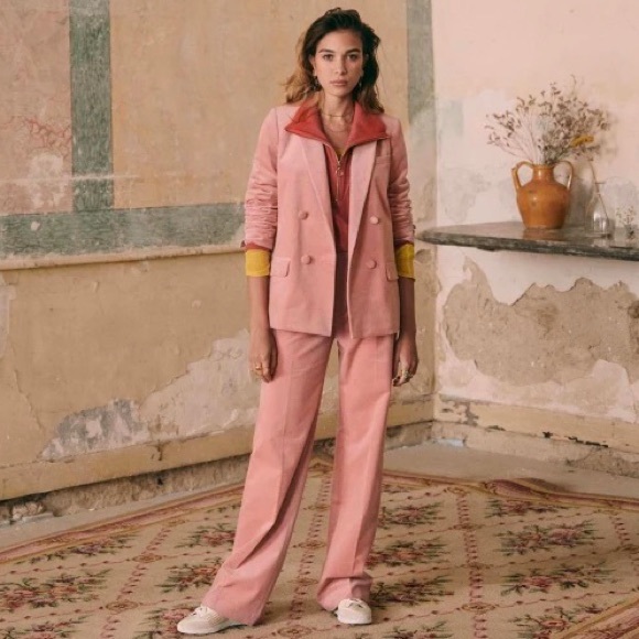 Sezane Pants - Sezane Martin Corduroy Trousers in Blush